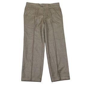 Hickey Freeman Mens Houndstooth Plaid Pleated Wool Golf‎ Pants FITS 36x30 Wool